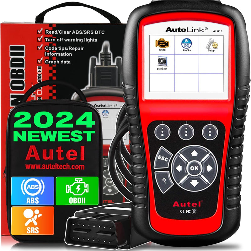 Autel AutoLink AL619 2023 Neuester OBD2 Scanner, Auto ABS/SRS Diagnosegerät, Zurücksetzen der ABS Ai