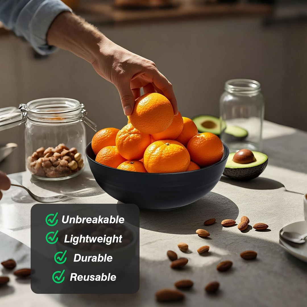 Unzerbrechliche grosse Müslischalen – 2,25 l Kunststoff leichte Salat-, Suppen-, Obstschalen-Sets –