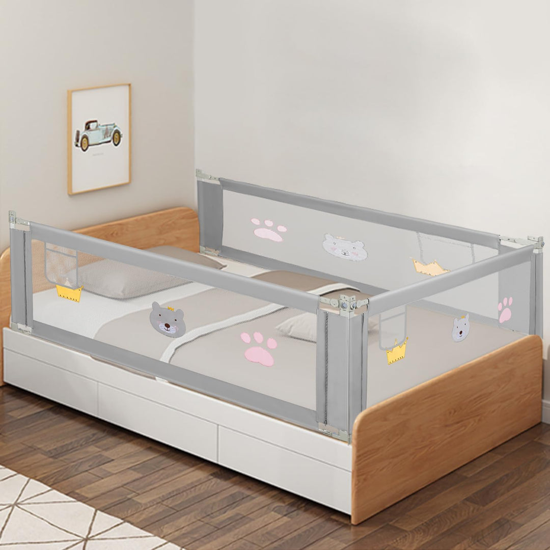 Fiqops Bettgitter rausfallschutz 180cm und 200cm,Rausfallschutz Bett Klappbar 2 STK,Bettschutzgitter