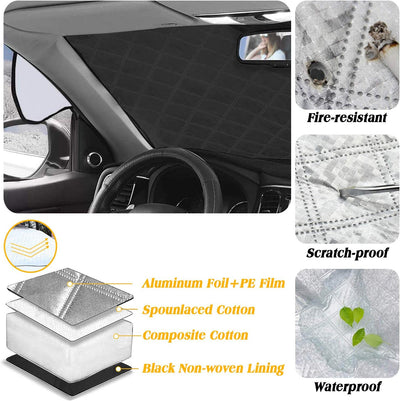WIN.MAX Frontscheibenabdeckung Auto Scheibenabdeckung Faltbar Sonnenschutz Winter Windschutzscheiben