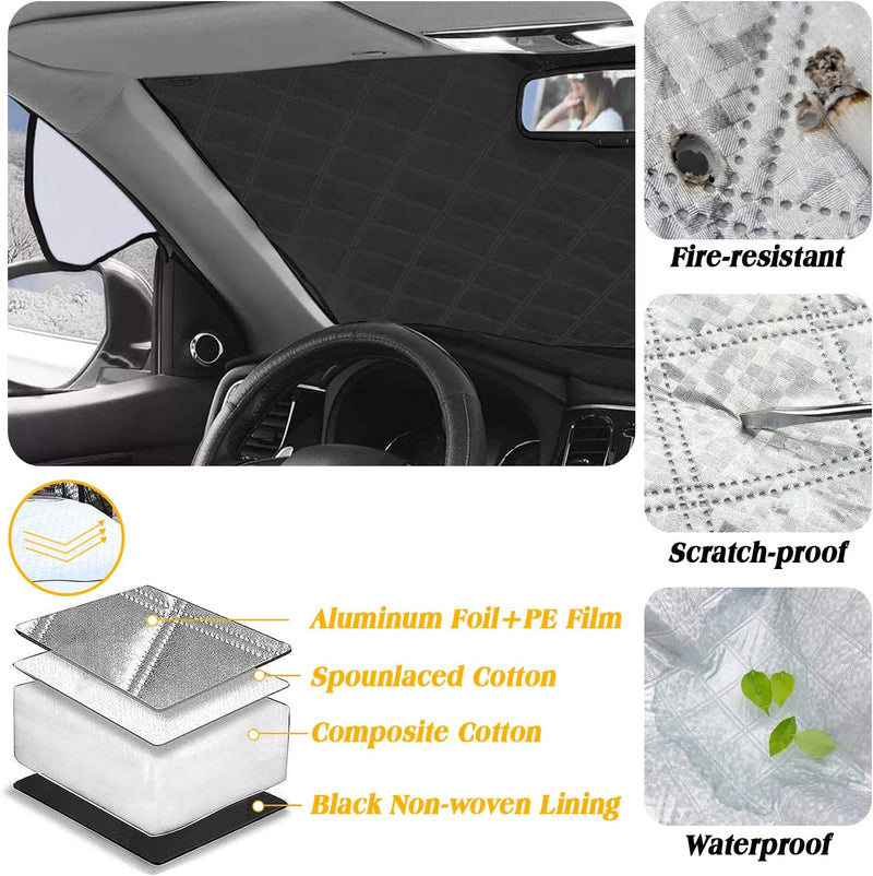 WIN.MAX Frontscheibenabdeckung Auto Scheibenabdeckung Faltbar Sonnenschutz Winter Windschutzscheiben