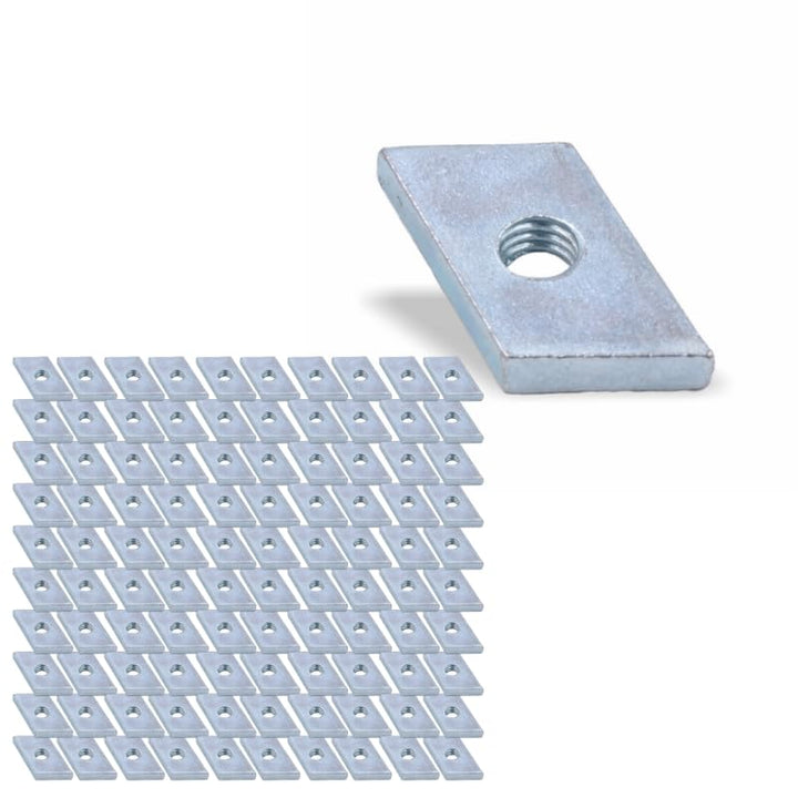 Nutenstein | Gewindeplatte Rhombus 20x13x4 mm M5 Gewinde Winkel 24° | Stahl verzinkt 5-8um (100 Stüc