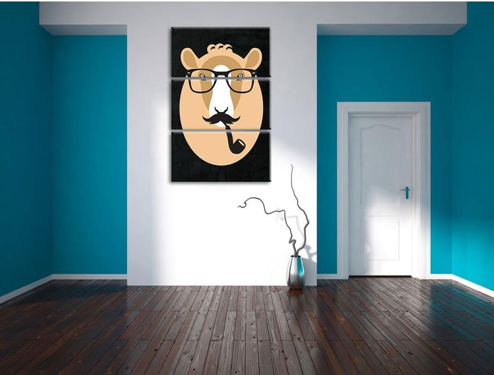 Pixxprint Hipster Schaf als Leinwandbild/Grösse: 3 Teilig (120x80 cm) cm/Wandbild/Kunstdruck/fertig