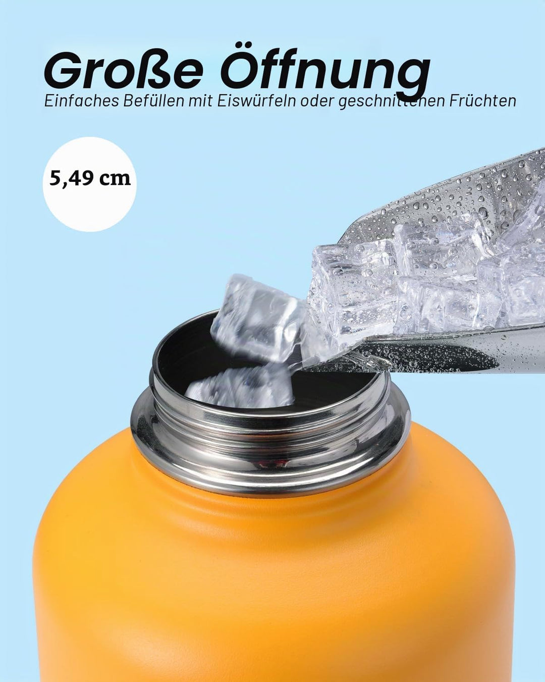 Coolflask Isolierte Wasserflasche mit Strohhalm und 3 Deckeln, 1,8 l Wasserkrug, grosser Metall-Edel