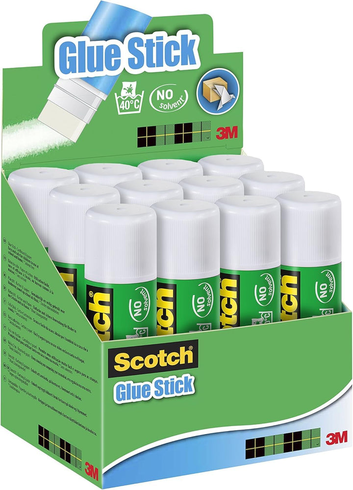 Scotch Permanent Klebestift - 1 Packung mit 12 Klebesticks ohne Lösungsmittel - 40g pro Stick - Mehr