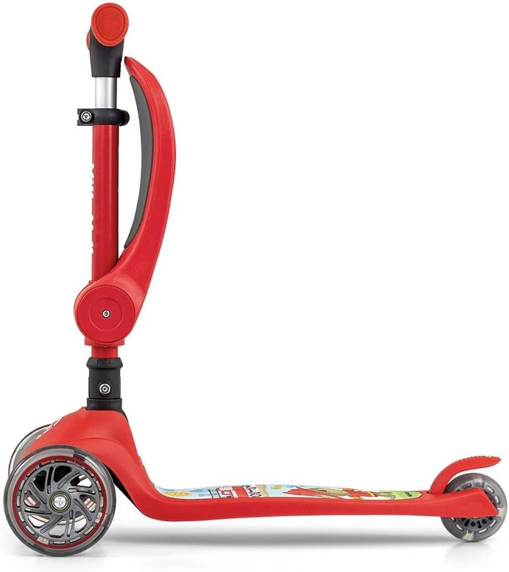 Milly Mally Scooter Fuzzy - Dreirädriger Balance-Roller mit Sitz, LED-Leuchträder, Höhenverstellbare