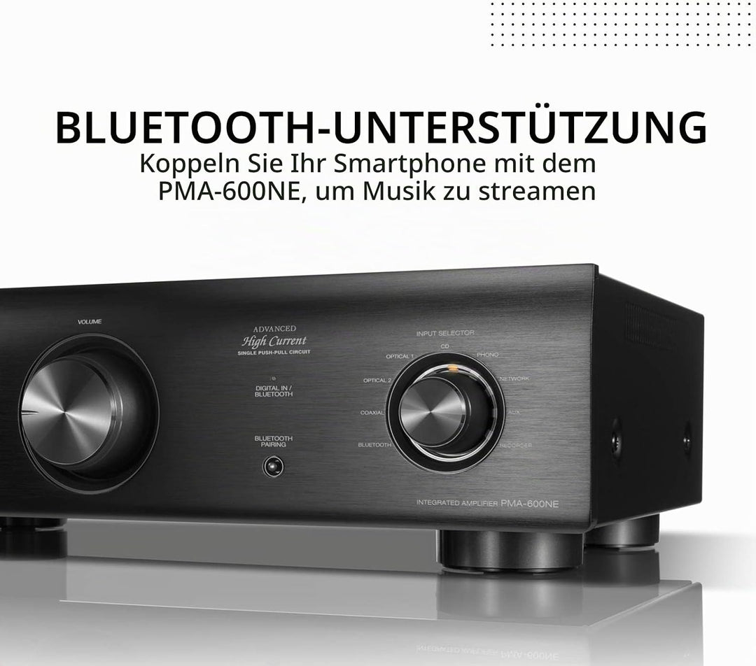 Denon PMA600NE HiFi-Verstärker, Endstufe mit Bluetooth, Phono-Equalizer, 1x Koaxial- &amp; 2x Optischer