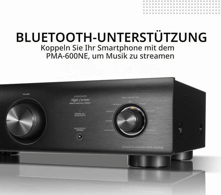 Denon PMA600NE HiFi-Verstärker, Endstufe mit Bluetooth, Phono-Equalizer, 1x Koaxial- &amp; 2x Optischer