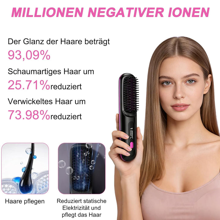 Stylingbürste für kurze Haare kabellos Haarglätter Bürste, Haarglätterbürste, tragbare Haarbürste el
