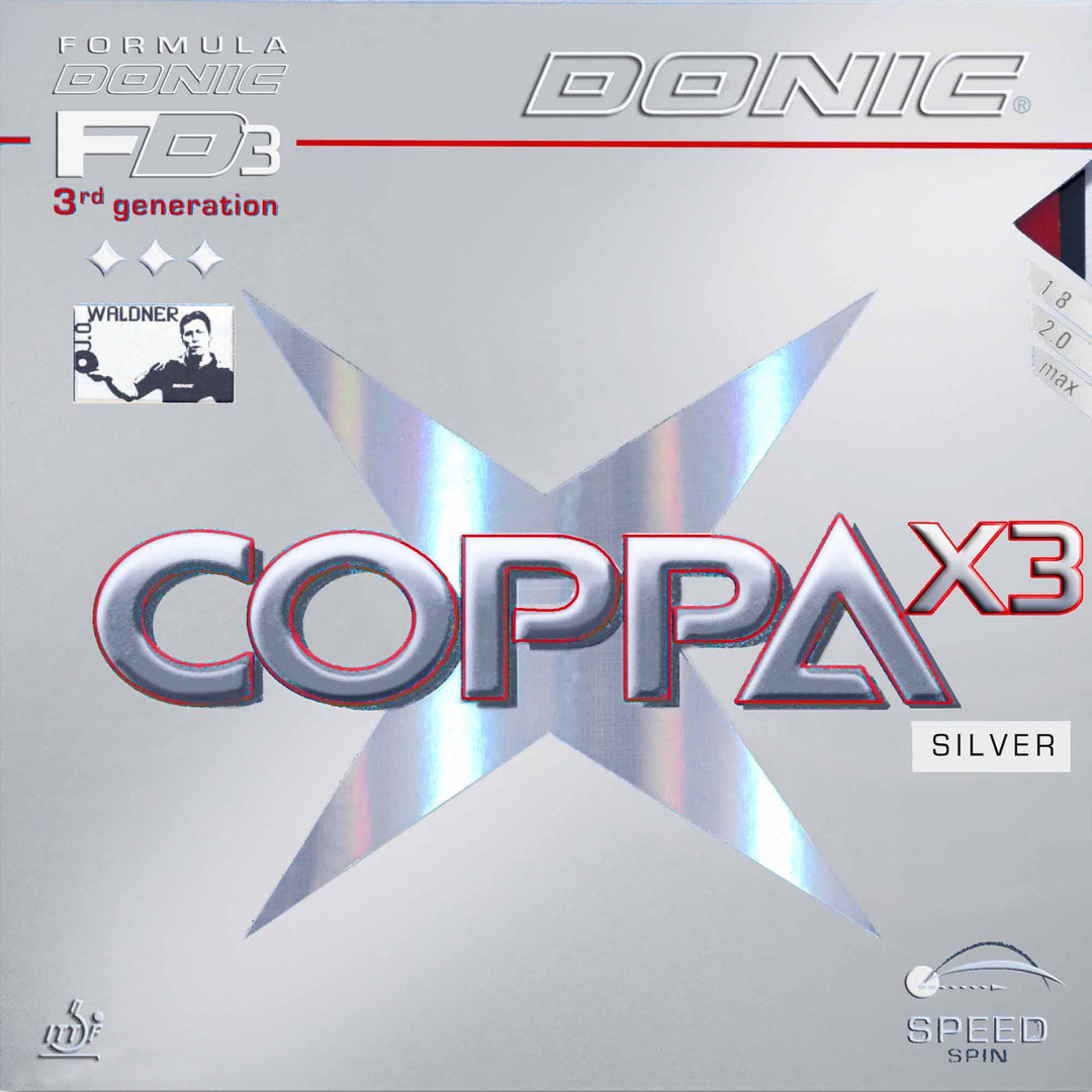 Donic Belag Coppa X3 Silver Schwarz 2,0 mm, Schwarz 2,0 mm