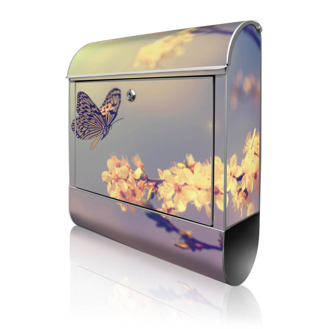 banjado® Design Briefkasten mit Motiv Tag Im Mai 39x47x14cm &amp; 2 Schlüssel - Briefkasten Stahl Silber