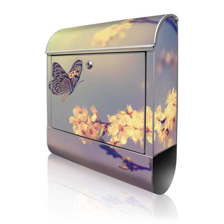 banjado® Design Briefkasten mit Motiv Tag Im Mai 39x47x14cm &amp; 2 Schlüssel - Briefkasten Stahl Silber