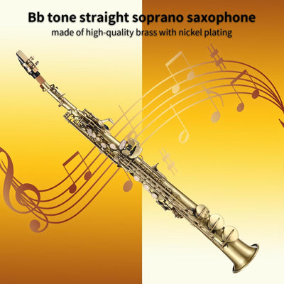 Btuty Sopran-Saxophon Bb Gerade Messing Professional Vernickelt Saxophon Holzblasinstrument Schnitzm