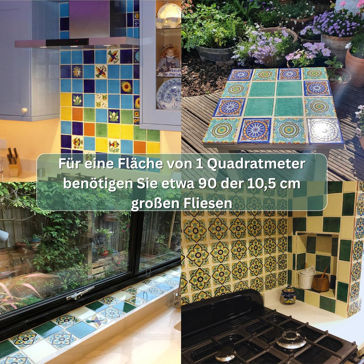 Eine Packung von 25 mexikanischen handgemachten Talavera, 10,5 cm Fliesen