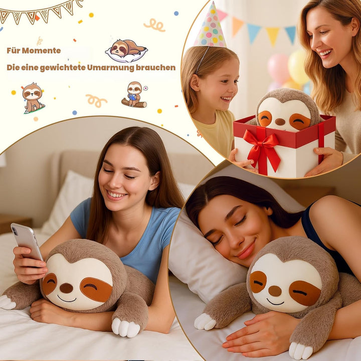 SQEQE Gewichtetes Faultier Kuscheltier, Weiches Faultier Plüschtier Kuscheltierkissen mit Gewicht, C