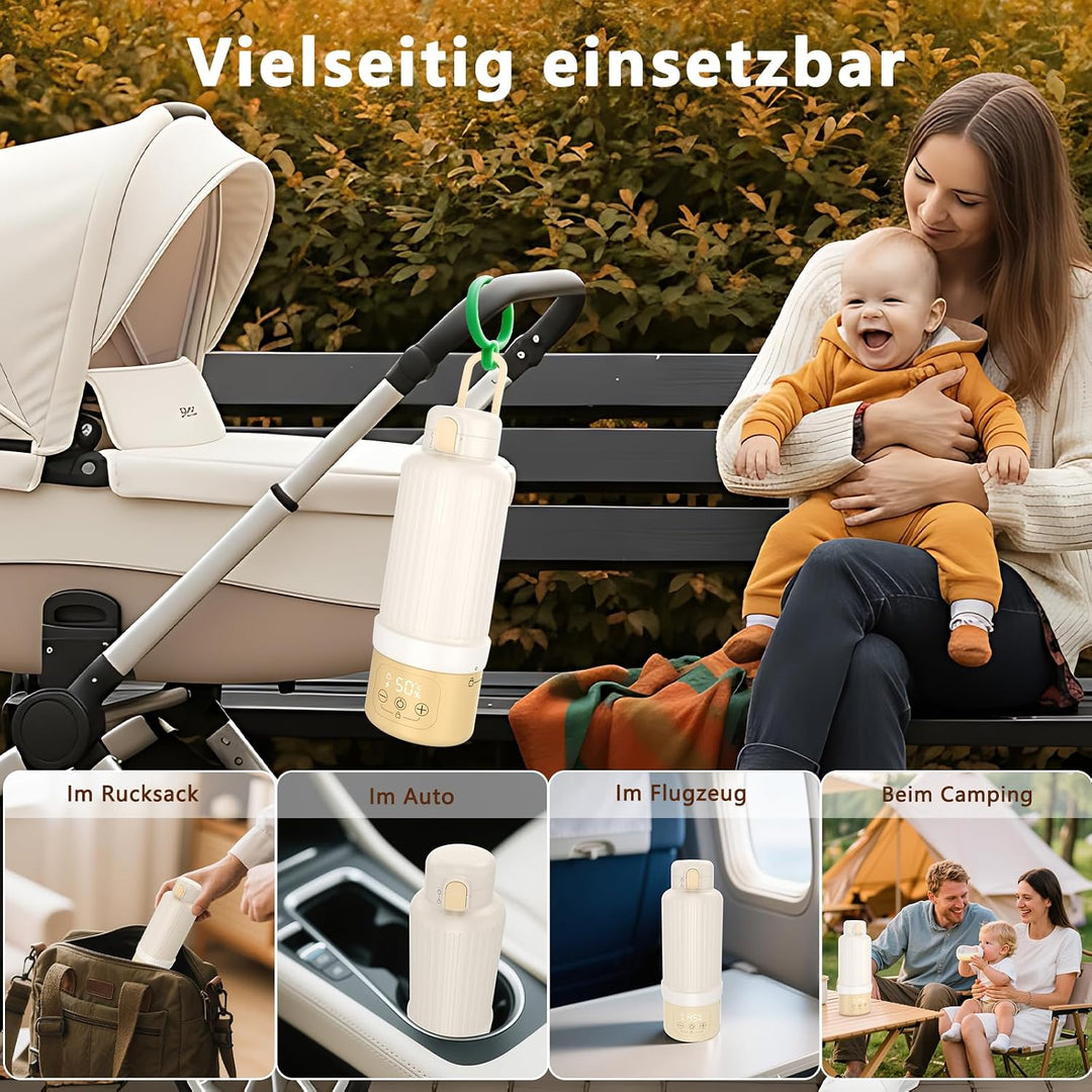 Tragbarer Flaschenwärmer Baby, 500ml Kapazität Flaschenwärmer Baby Unterwegs, Erwärmt Wasser Oder Mi
