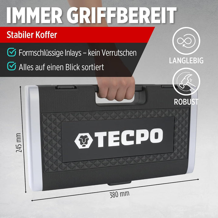 TECPO 300383 Zoll Werkzeug Satz Harley Steckschlüssel Nüsse Grössen Nuss Set Ratschenkasten