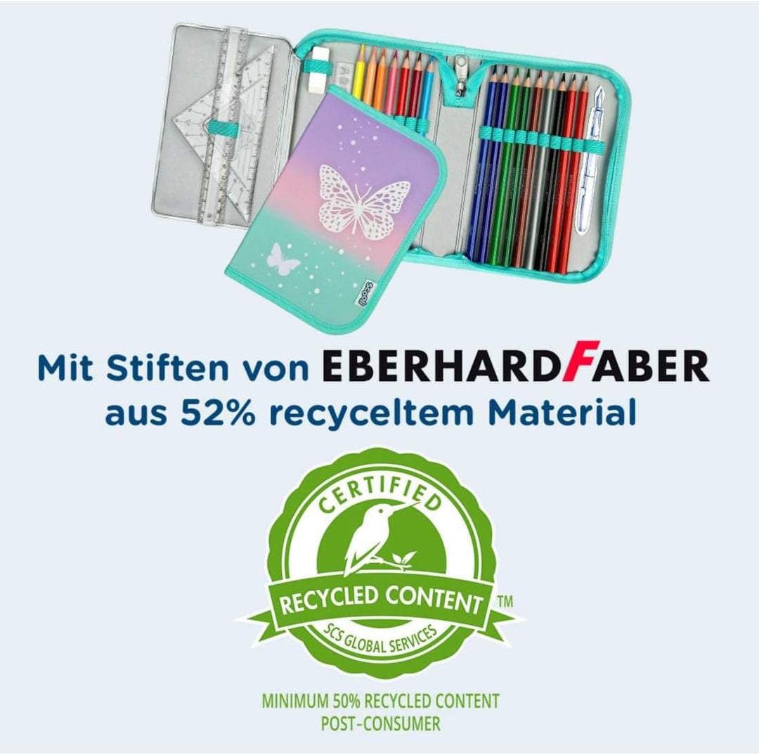 minimutz Federmappe Schmetterling Mädchen - Personalisiert mit Name - Federtasche Butterfly in Paste