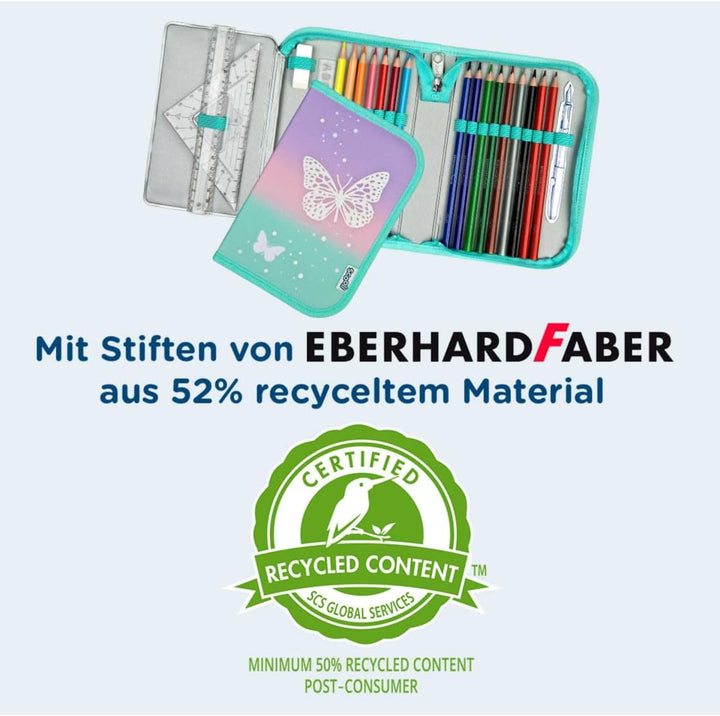 minimutz Federmappe Schmetterling Mädchen - Personalisiert mit Name - Federtasche Butterfly in Paste