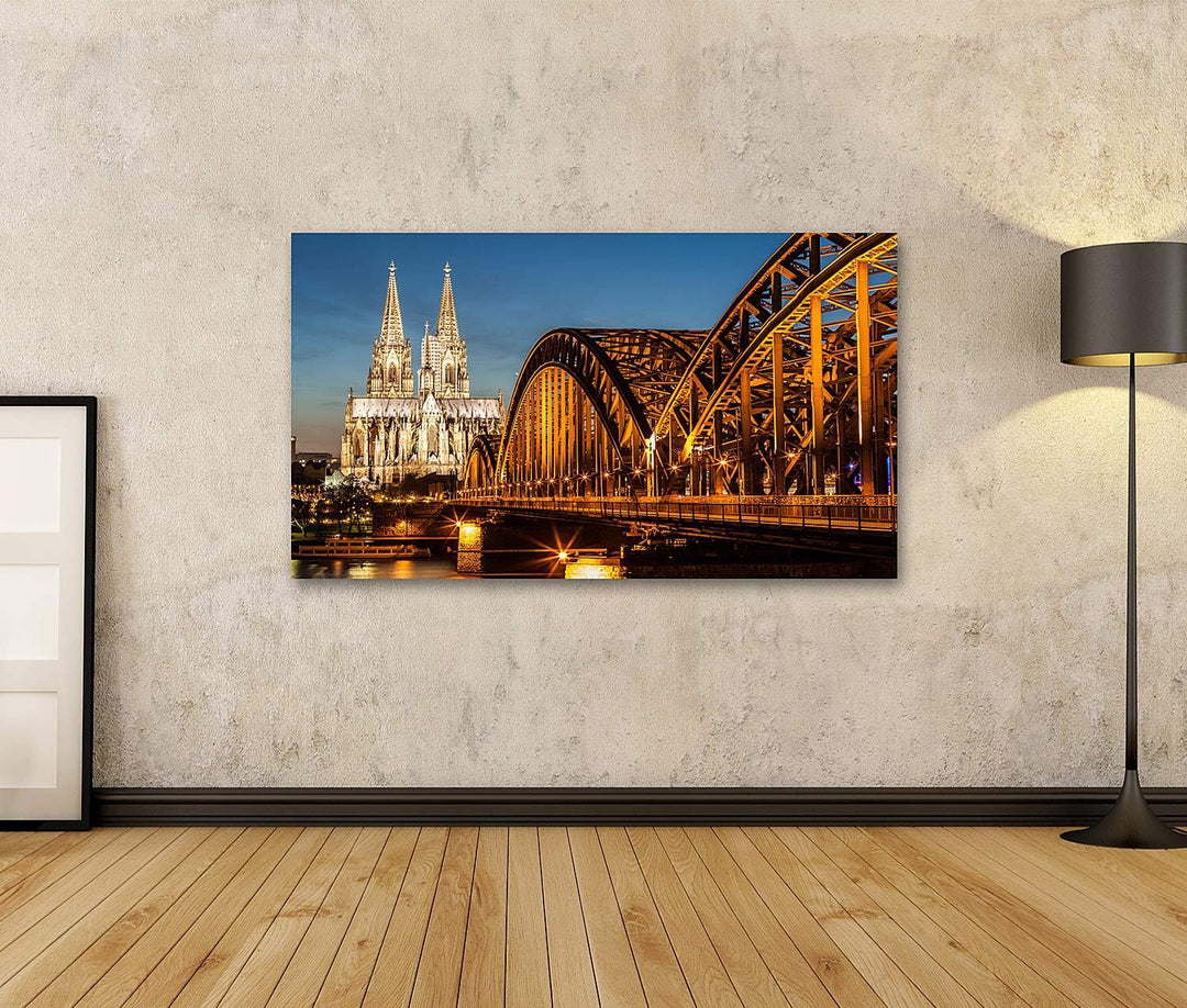 islandburner Bild auf Leinwand Hohenzollernbrücke Und Kölner Dom In Der Abenddämmerung Bilder Wandbi