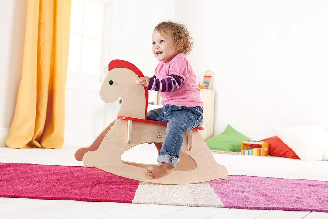 Hape Mitwachsendes Schaukelpferd | Holzschaukelpferd für Kinder, Schaukelpferd zur Schulung des Glei