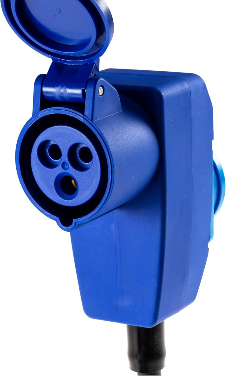 ChiliTec CEE Adapter mit Steckdose 90° CEE-Kupplung auf Schutzkontakt-Stecker 230V 16A 1,5m Kabel H0