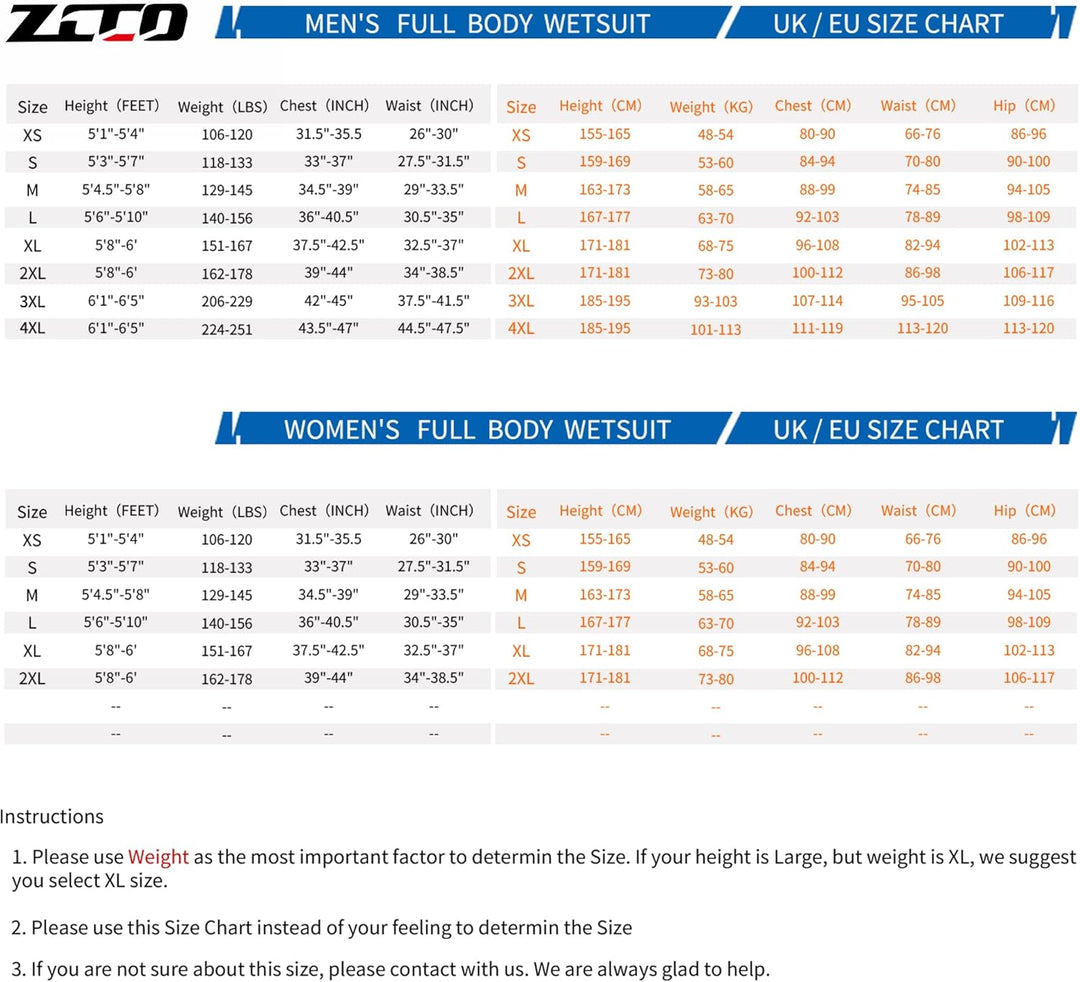ZCCO Ultra-Stretch-Neoprenanzug, 3 mm, Frontreissverschluss, Ganzkörper-Tauchanzug, einteilig, für M