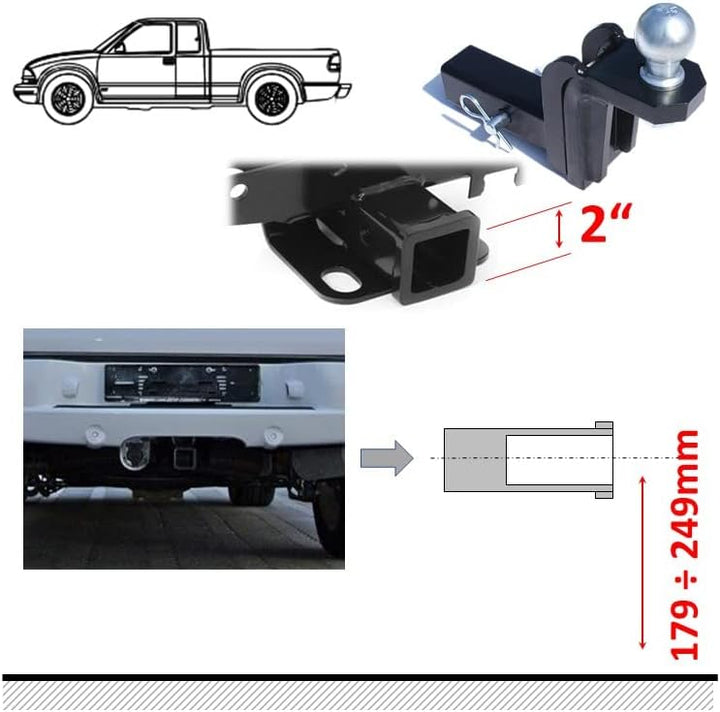 XIMPLIO AHK-Einschub US-Adapter für US-Fahrzeuge Vierkantrohraufnahme (Receiver) 2 Zoll - 51x51mm (H