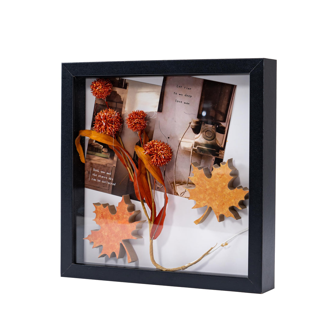 Muzilife 3D Bilderrahmen mit Echtglas 22x22 cm Holz, Tiefer Objektrahmen zum Befüllen für Wandbehang