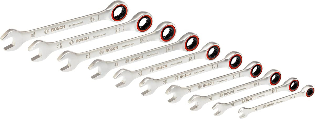 Bosch Professional Ratschenschlüsselsatz, 10-teilig (Grössen inkl. 8, 10, 12, 13, 14, 15, 16, 17, 18