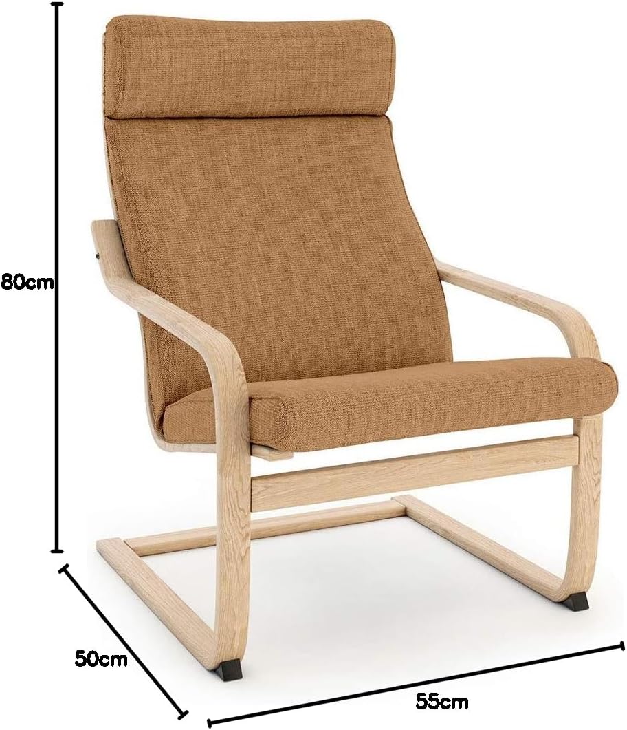 Vinylla Ersatzbezug für Ikea Poang Stuhl (Kissen-Design 3, Polyester, Khaki) Khaki Polyester, Khaki