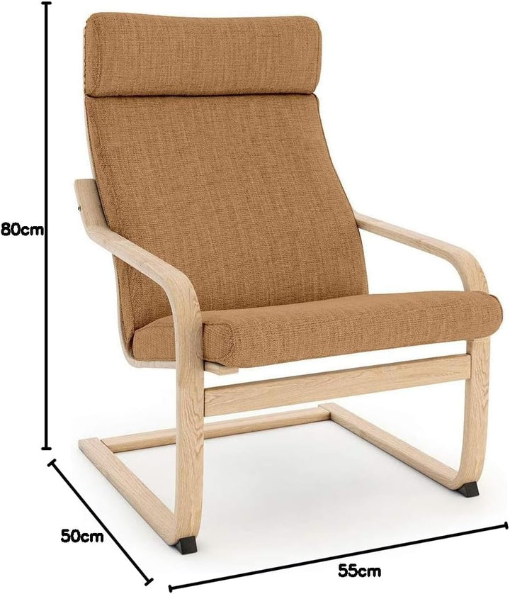 Vinylla Ersatzbezug für Ikea Poang Stuhl (Kissen-Design 3, Polyester, Khaki) Khaki Polyester, Khaki