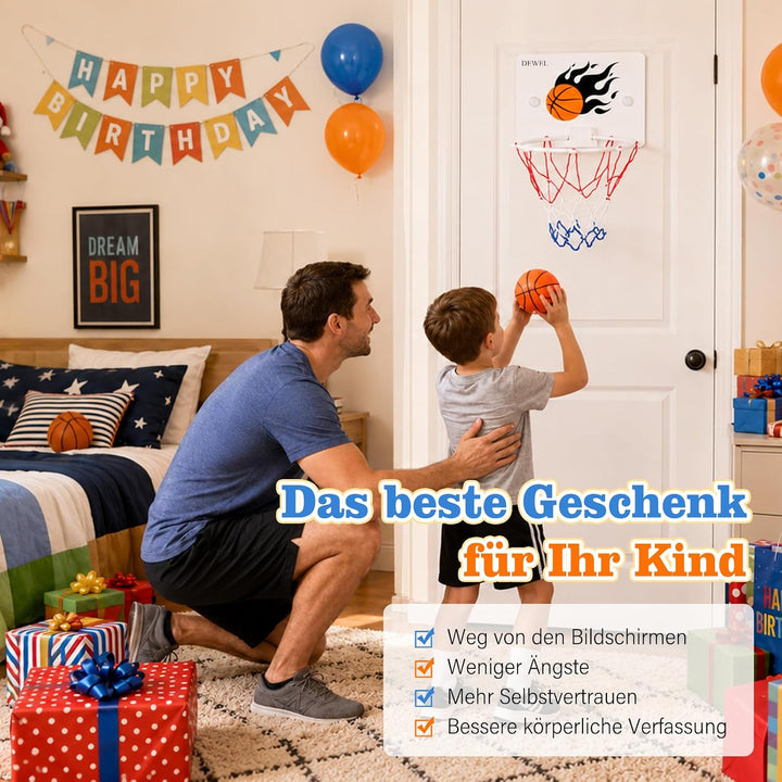 DEWEL Mini Basketballkorb Set, Basketball Korb Indoor für Kinder, Basketball Korb im Zimmer Wandmont