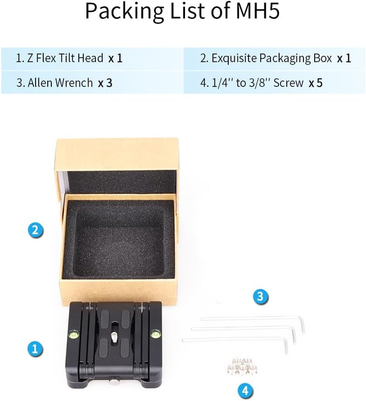 Stativ neigbar Z-flex Aluminiumlegierung CNC Innorel MH5 Horizontale Rotation um 360 ° mit 1/4 Zoll