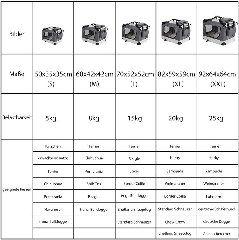 Cadoca® Hundebox Hundetransportbox faltbar robust L 70x52x50cm atmungsaktiv Transporttasche Haustier