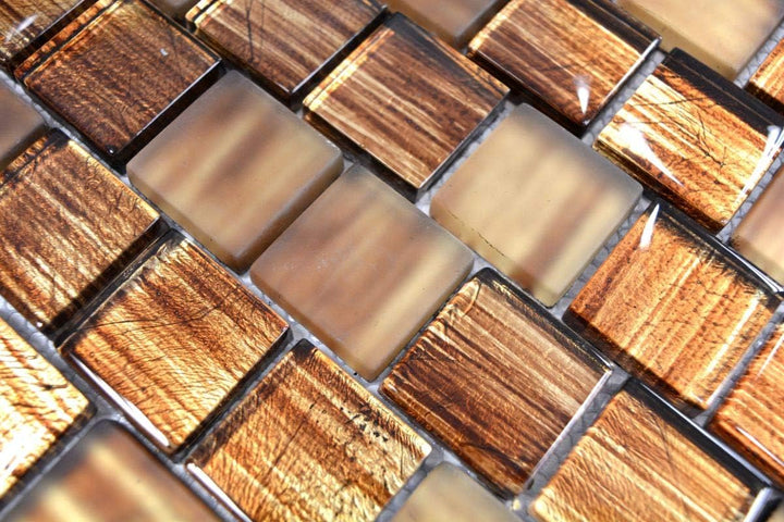 Mosaik Fliese Glasmosaik Crystal Milchglas braun klar gefrostet matt für WAND BAD DUSCHE KÜCHE FLIES