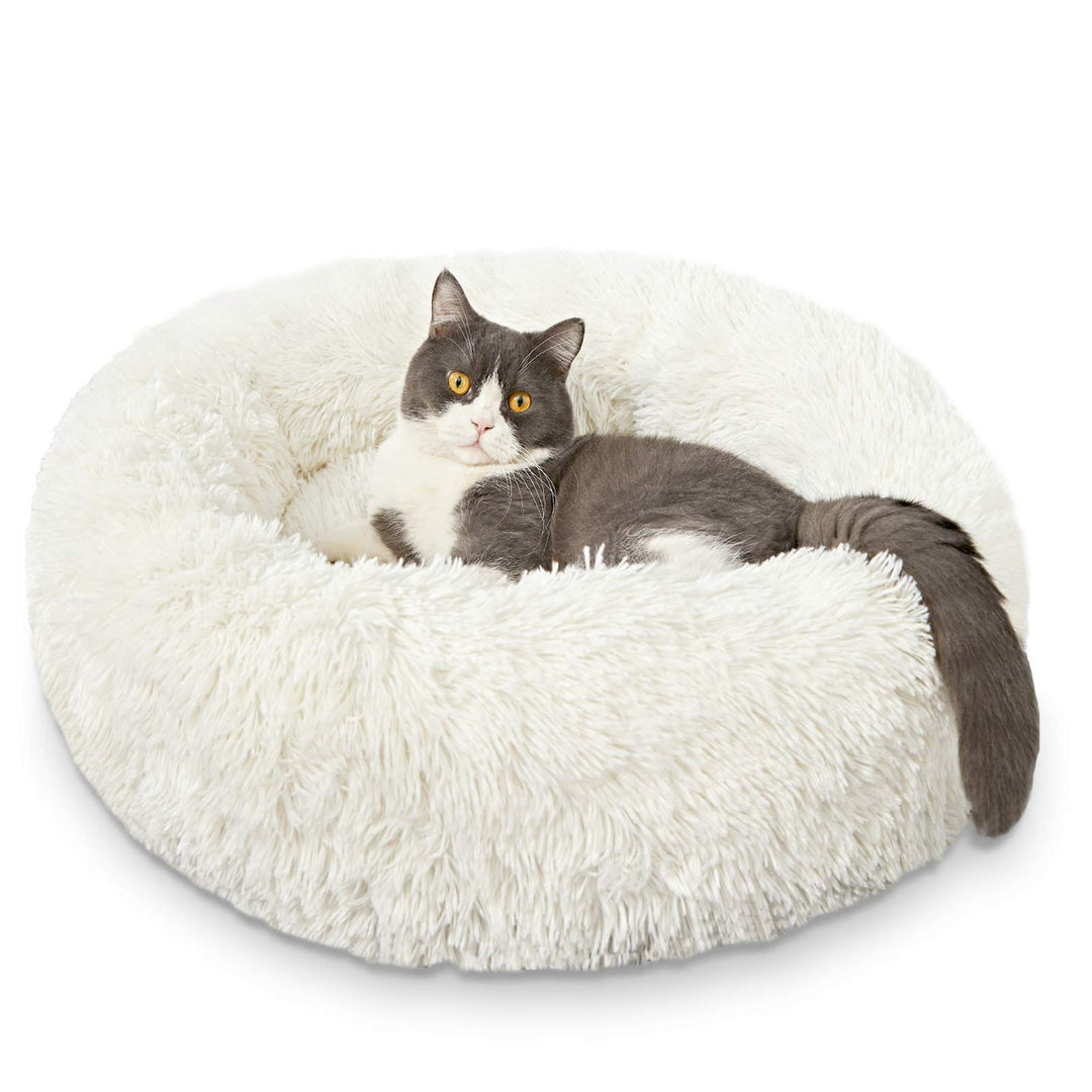 HACHIKITTY Hundebett, beruhigendes Donut-Kuschelbett, für mittelgrosse Hunde, flauschig, beruhigende