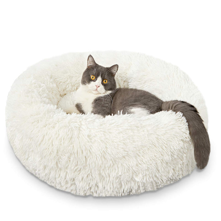 HACHIKITTY Hundebett, beruhigendes Donut-Kuschelbett, für mittelgrosse Hunde, flauschig, beruhigende