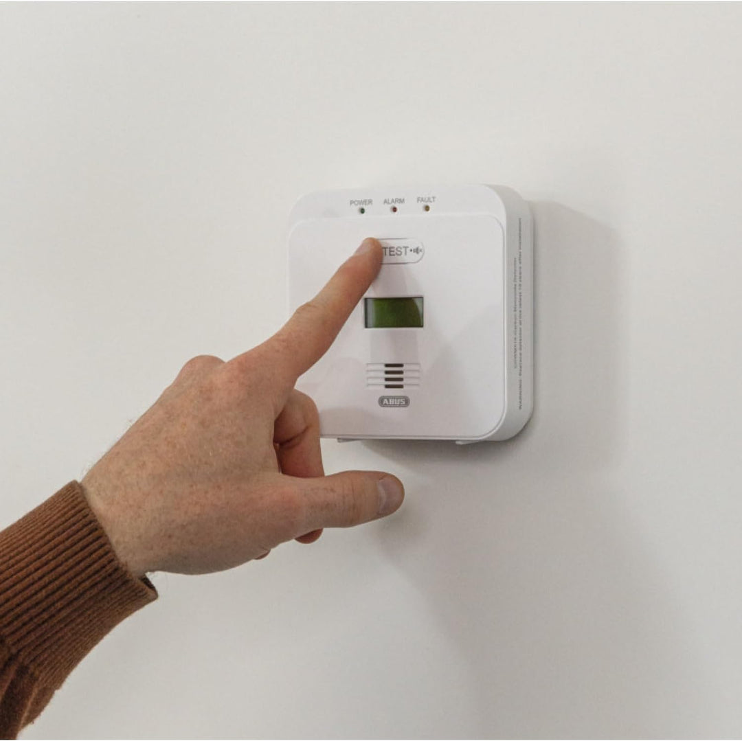 ABUS Kohlenmonoxid-Warnmelder COWM510 - CO-Melder mit 85 dB lautem Alarm, Prüftaste, 10-Jahres-Senso