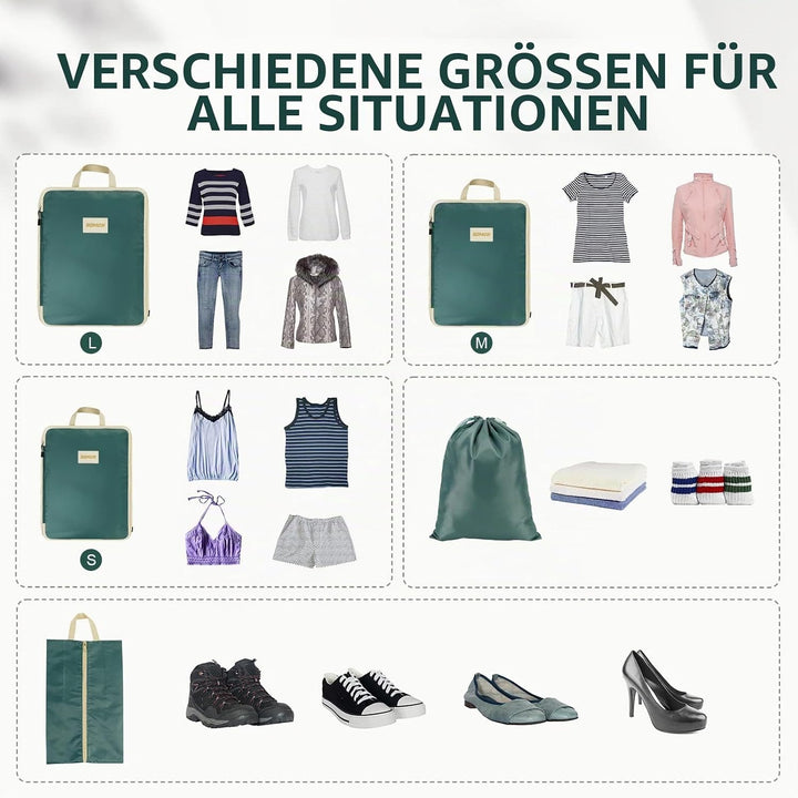 Romon Koffer Organizer Kompression, 5-Teilig Compression Packing Cubes Set, Reise Packwürfel Kompres