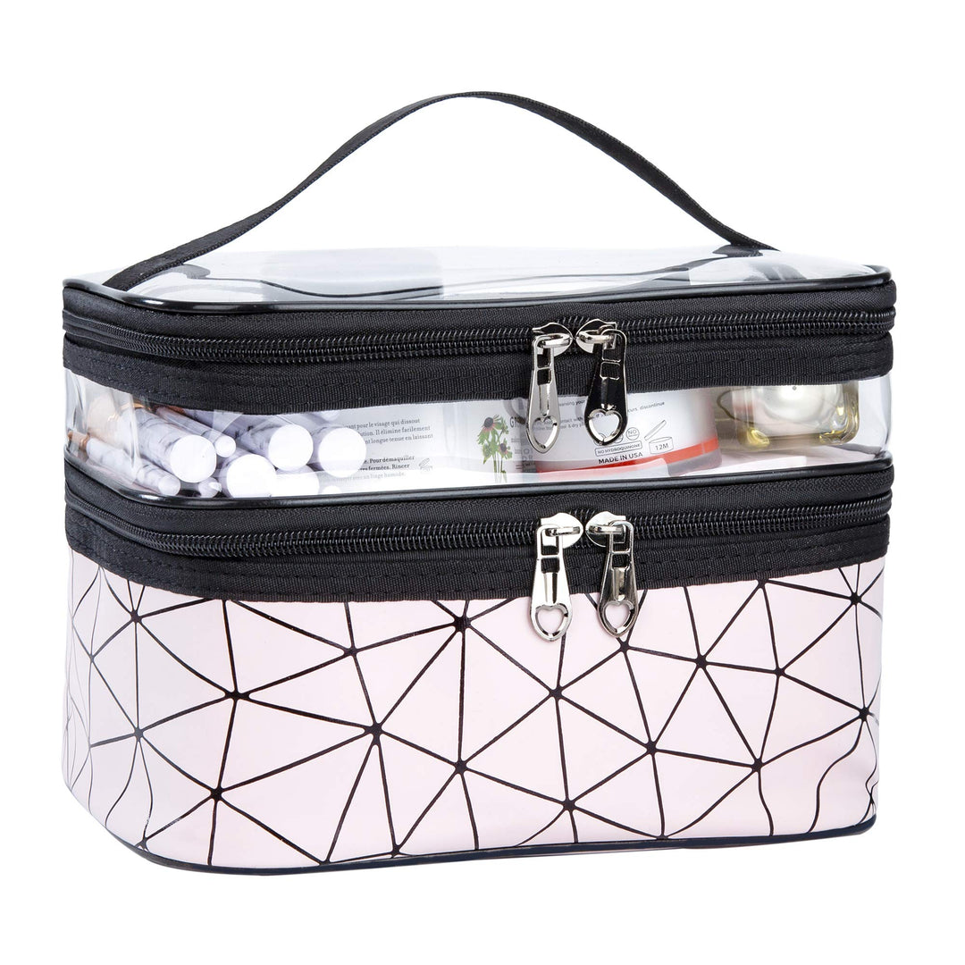 Kosmetiktasche Doppelschichtige Kulturbeutel Tragbare Transparent Reise Schminktasche Grosse Makeup