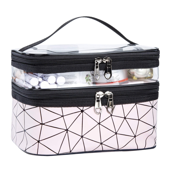 Kosmetiktasche Doppelschichtige Kulturbeutel Tragbare Transparent Reise Schminktasche Grosse Makeup