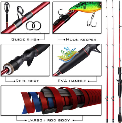 Sougayilang Baitcasting Combo, 2 Abschnitte M/MH Lightweight Baitcasting Rod und 8.0:1 Baitcaster Re