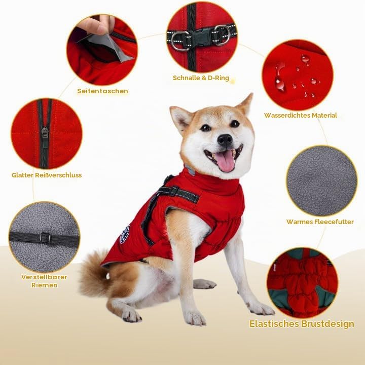 Hundemantel, Winter Hundejacke Wasserdicht Winddichte mit bauchschutz, Outdoor Hunde Wintermantel Hu