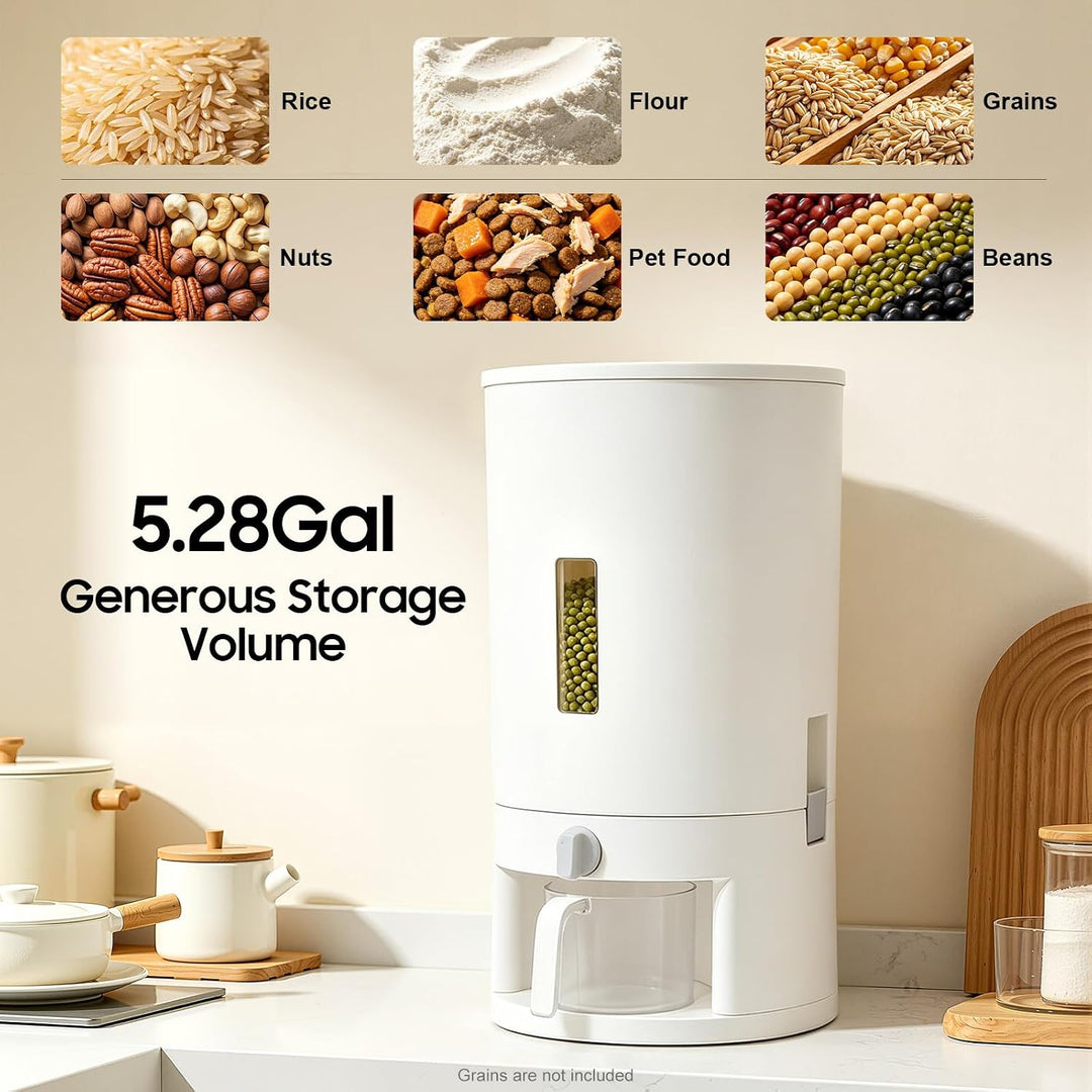 Müslispender 20L Reisbehälter Cornflakes Spender Reisspender mit Messbecher, Reisspender Reis Vorrat