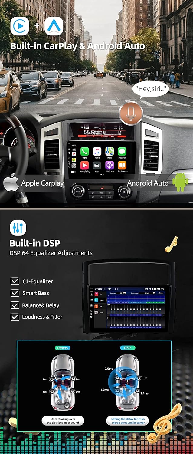 JOYX - 6G+128G - Android 12 IPS Autoradio Passt für Mitsubishi Pajero 4 V80 V90 (2006-2014) - Kabell