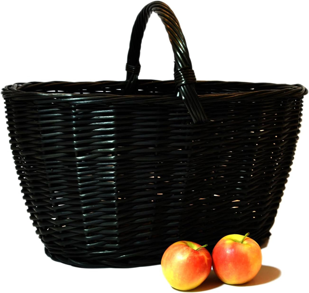 Einkaufskorb Rattankorb Weidenkorb Flaschenkorb Geschenkkorb geflochten BTH 46/33/24cm (36 mit Henke