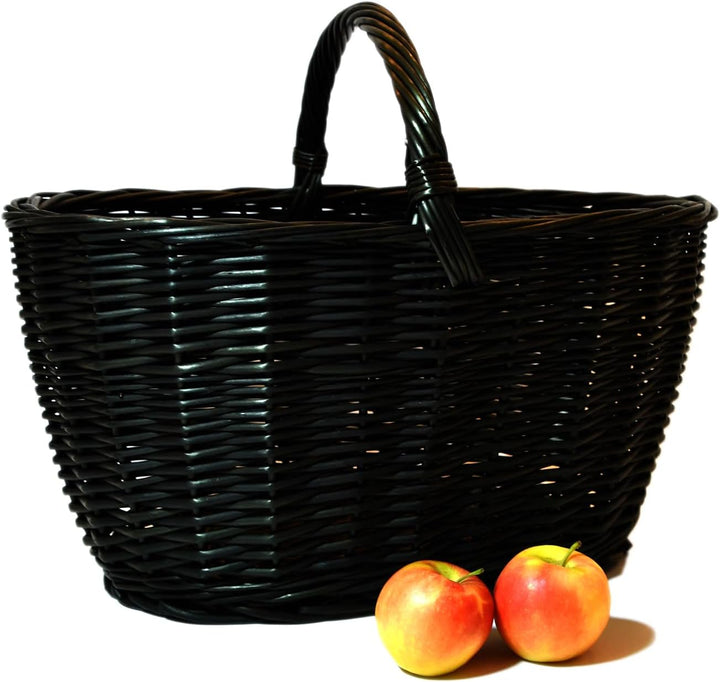 Einkaufskorb Rattankorb Weidenkorb Flaschenkorb Geschenkkorb geflochten BTH 46/33/24cm (36 mit Henke