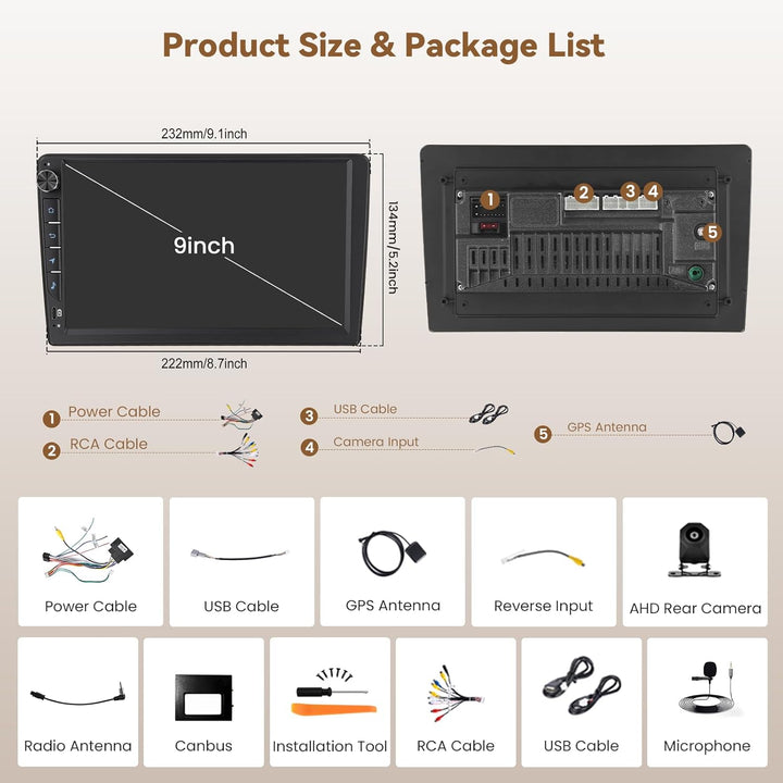 Hikity Android 15 4+64GB Autoradio für Citroen Berlingo 2015-2018/Peugeot Partner 2008-2019 mit 9''