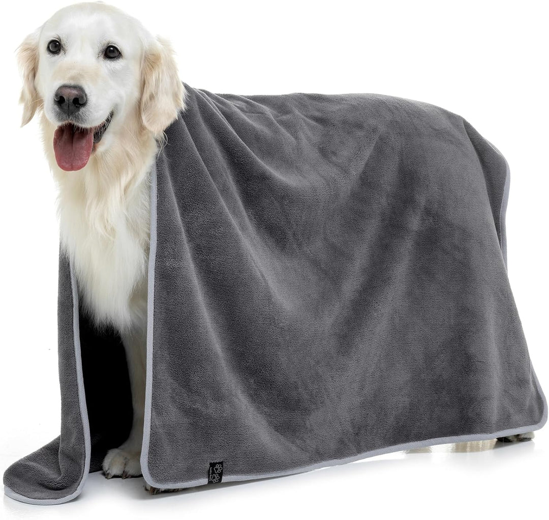 Lucky Paws® Hundehandtuch - luxuriöse 600g/m,140x80cm XL Hundehandtuch extra saugfähig - trocknet sc